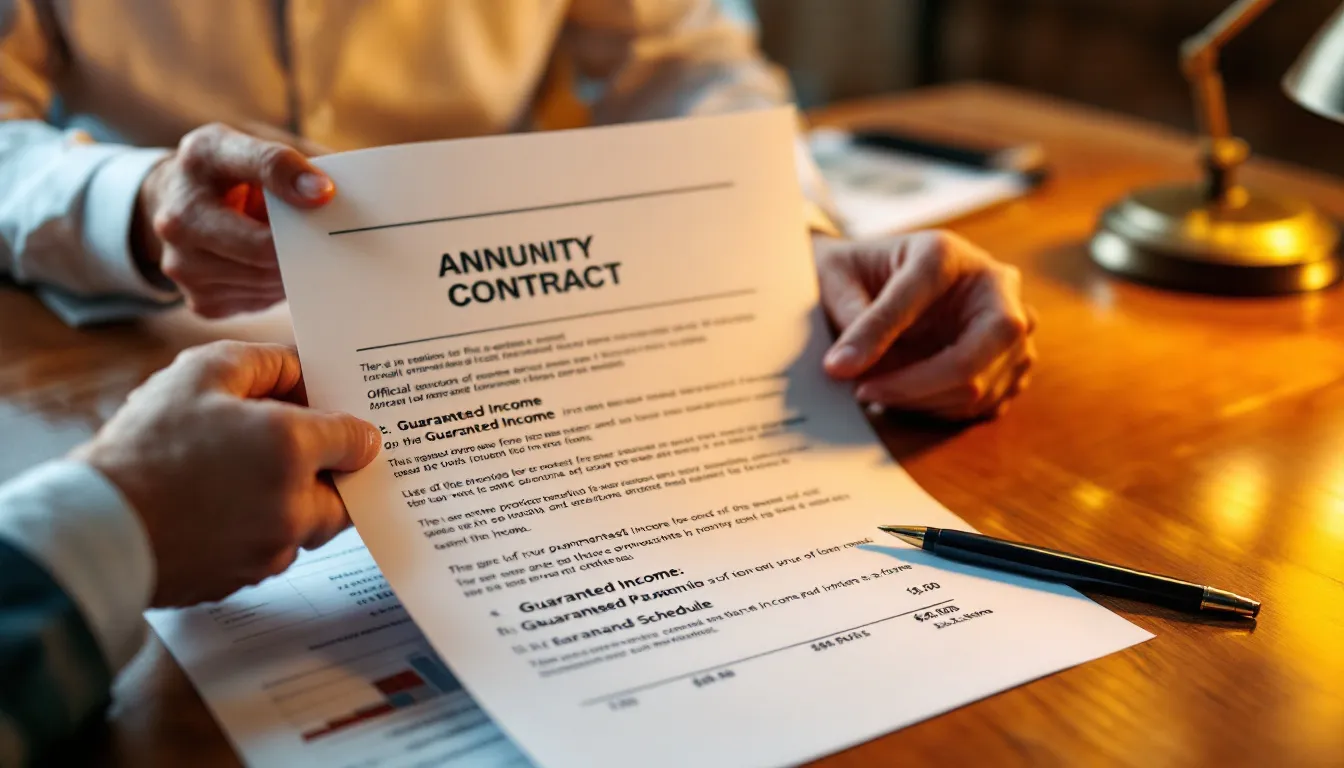 A retirement planning document showing drawdown calculations and income projections on a desk with pen and calculator