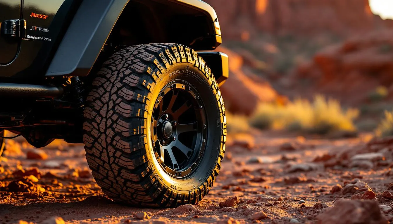 Lifted Jeep Wrangler JK with 35-inch tires showing proper fitment and clearance