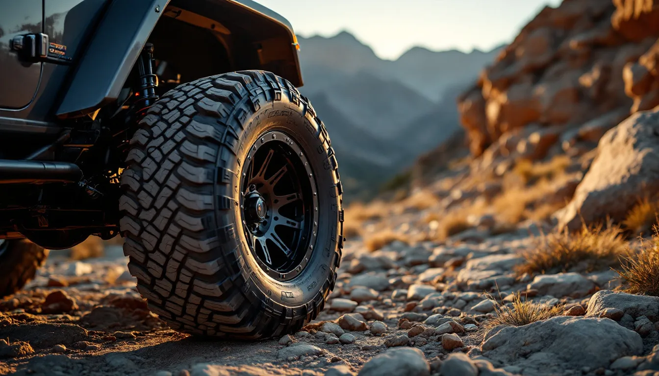 Lifted Jeep JK Wrangler with 37-inch tires on rocky trail showing proper gear ratio setup