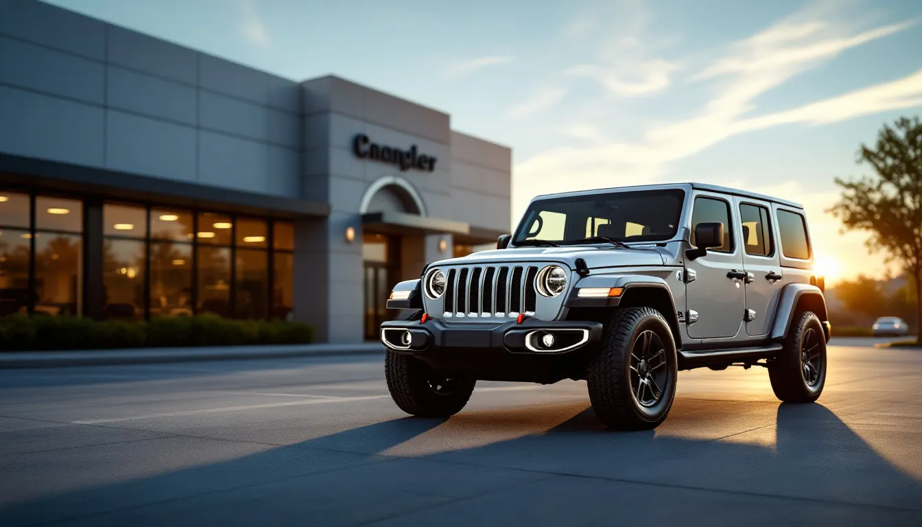 Clean used Jeep JK Wrangler Unlimited 4-door at dealership lot during golden hour for buyer evaluation
