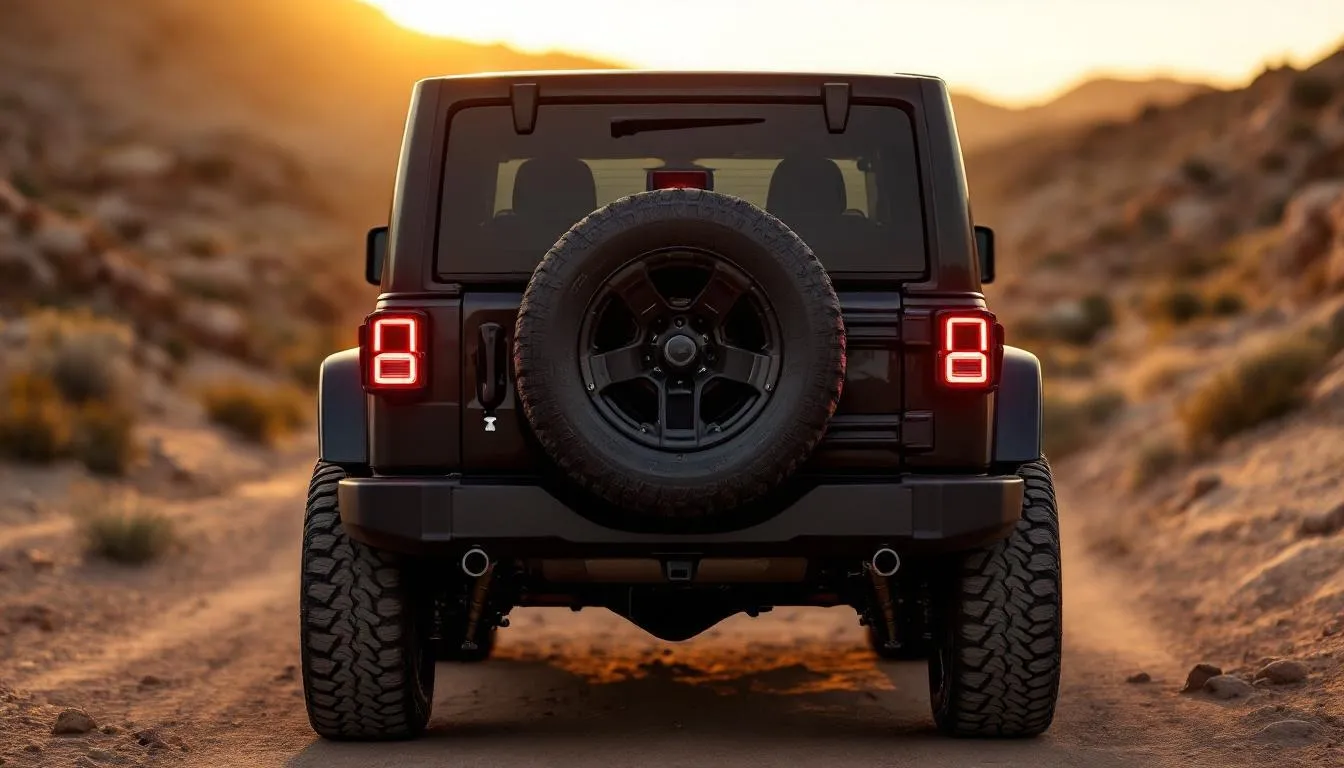 Jeep Wrangler JK with aftermarket LED tail lights showing C-shaped pattern and smoked lens