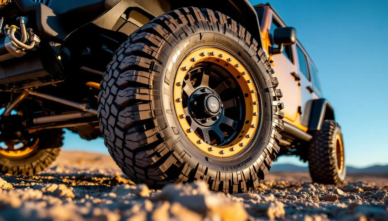 Lifted Jeep JK manual with 35 inch tires and 4.56 gear ratio installed on rocky terrain