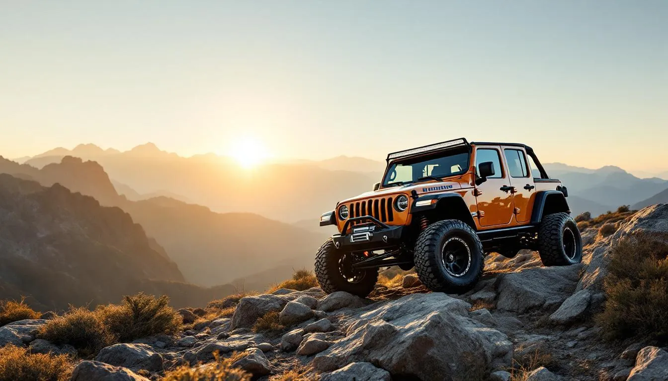 Lifted Jeep Wrangler JK with 2.5-inch coil spring lift and 35-inch tires on rocky mountain trail