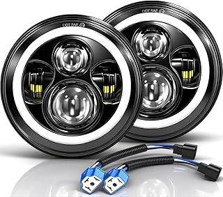 7 Inch LED Headlights Round Halo Angel Eyes DRL Amber Turn Signal Lights H6024 L for Jeep JK