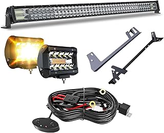 5D 52'' inch LED Light Bar + 4 inch White/Amber Yellow LED Pods Strobe Fog Light for Jeep JK