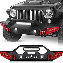 JK JL Wrangler front bumper with 5 LED lights and paintable armor sections