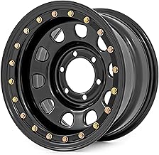 Rough Country 17x9 Black Steel Simulated Beadlock Wheel - 5x5, 12mm Offset, 3.30 for Jeep JK