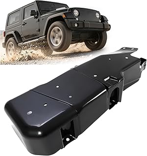 ECOTRIC fuel tank skid plate installation on Jeep JK Wrangler showing frame mounting