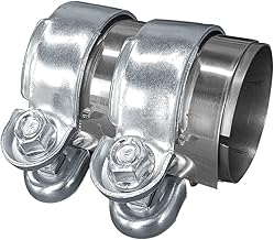 2.5 Inch Automotive Exhaust Clamp, Stainless Steel Butt Joint Bolts Band Flanges for Jeep JK