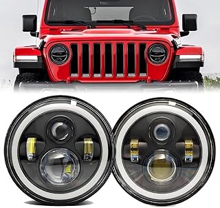 Jeep wrangler headlight,7 Inch LED Halo Headlights for Jeep Wrangler JK JKU TJ L for Jeep JK